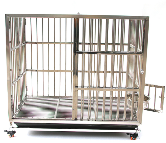 China Wholesale Dog Crate Foldable stainless steel Dog Cage With Wheels