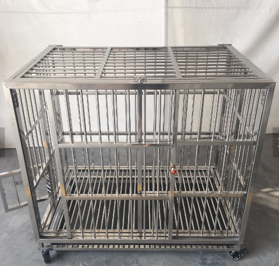 China Wholesale Dog Crate Foldable stainless steel Dog Cage With Wheels