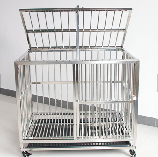 China Wholesale Dog Crate Foldable stainless steel Dog Cage With Wheels