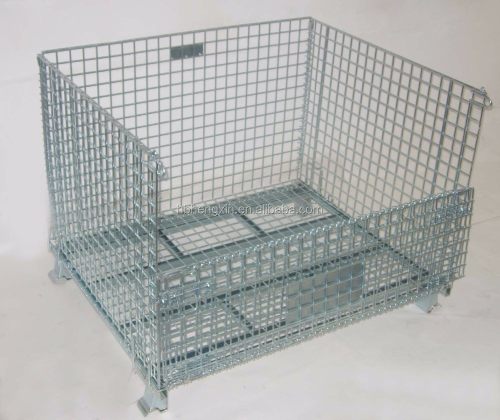 good Warehouse Foldable Iron Storage Cage Wire Mesh Containers