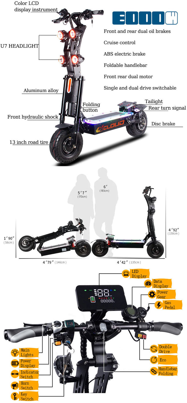 10000W 72V 8000W 13 Inch Powerful Adult Electric Scooter With Seat Usa E Scooter Trotinette Electrique