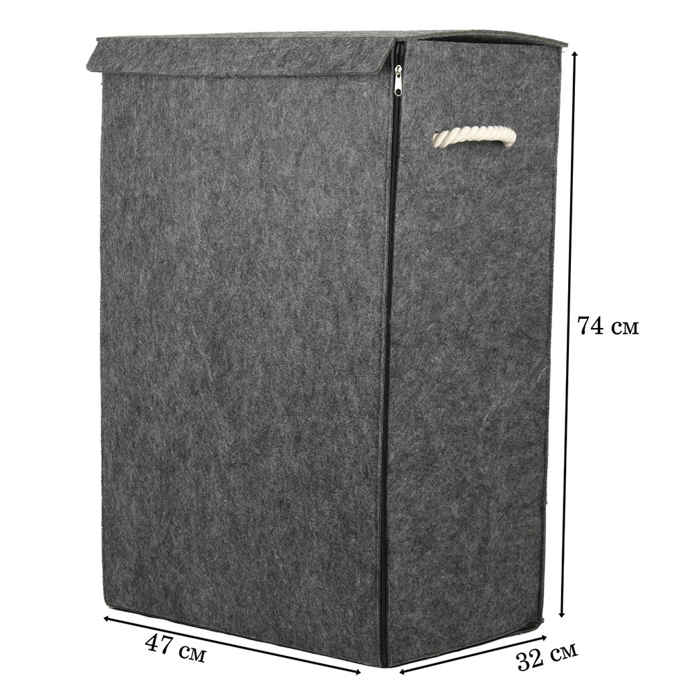 tall OEM Logo Large Collapsible Clothes Storage Bin Bag Felt Laundry Basket with zipper