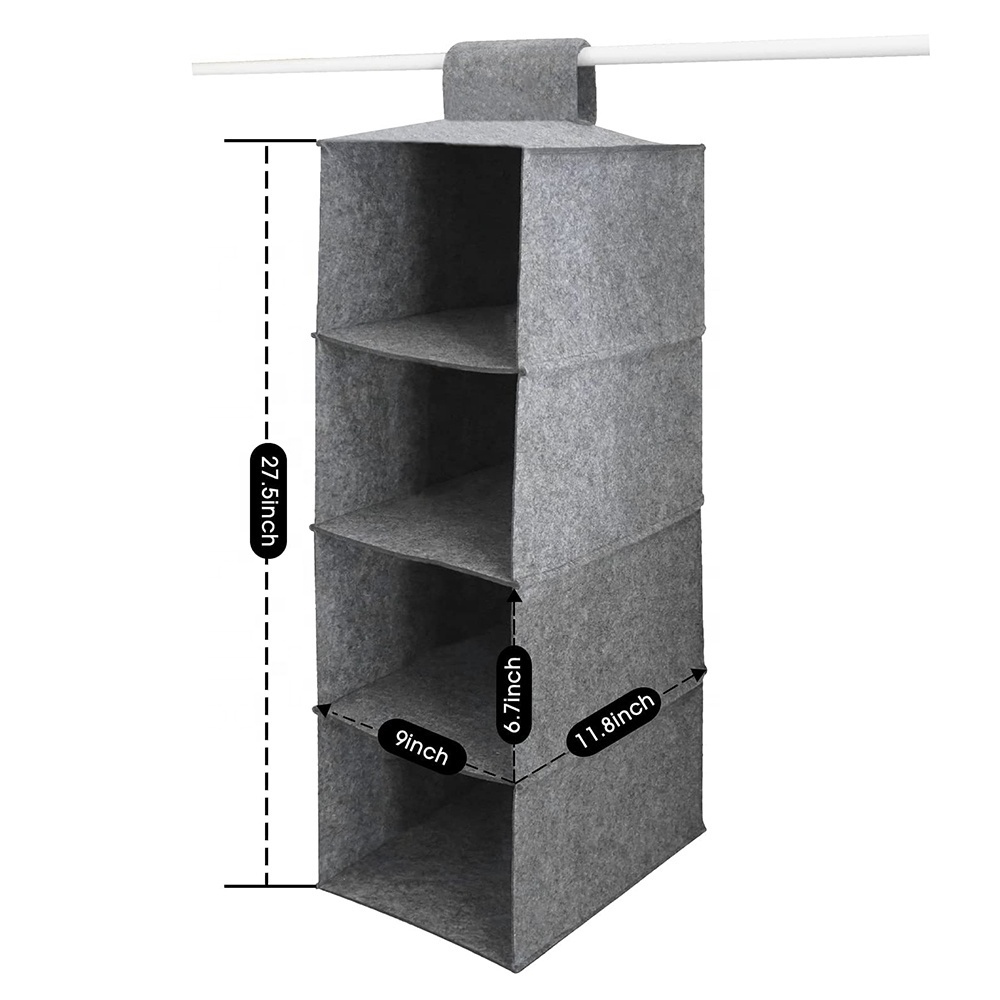 Collapsible accessory shelves felt hanging closet organizer 4 shelf hanging clothes storage box cap storage