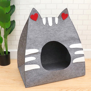 Cat Ear Felt Cat Nest Foldable Pet House Outdoor Cat Box Portable Kitten House For Home Park