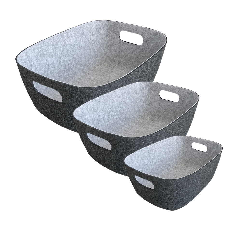 Custom 3 size Storage Basket 2 tone Felt Open Storage Bins Desk Organize bin Shelf storage box