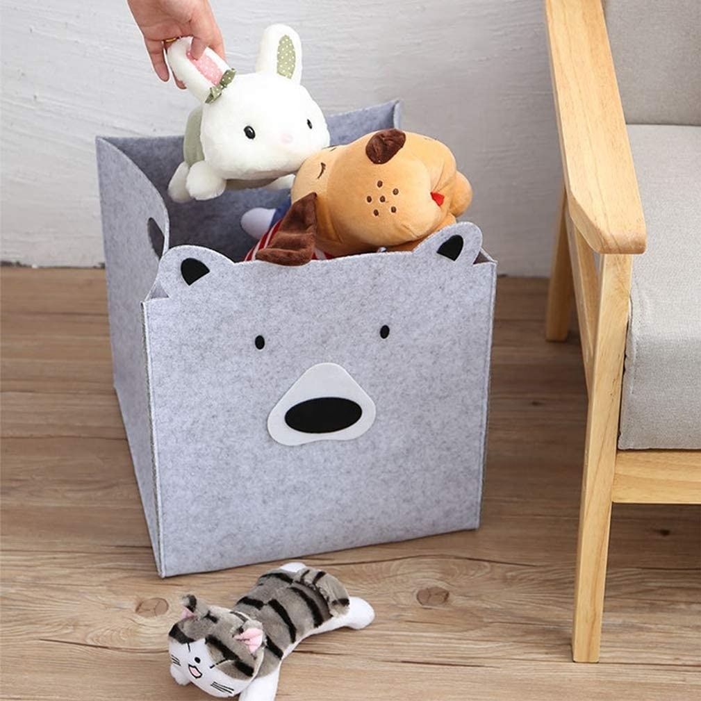 Foldable felt laundry basket dirty clothes square animal hamper clothes storage basket