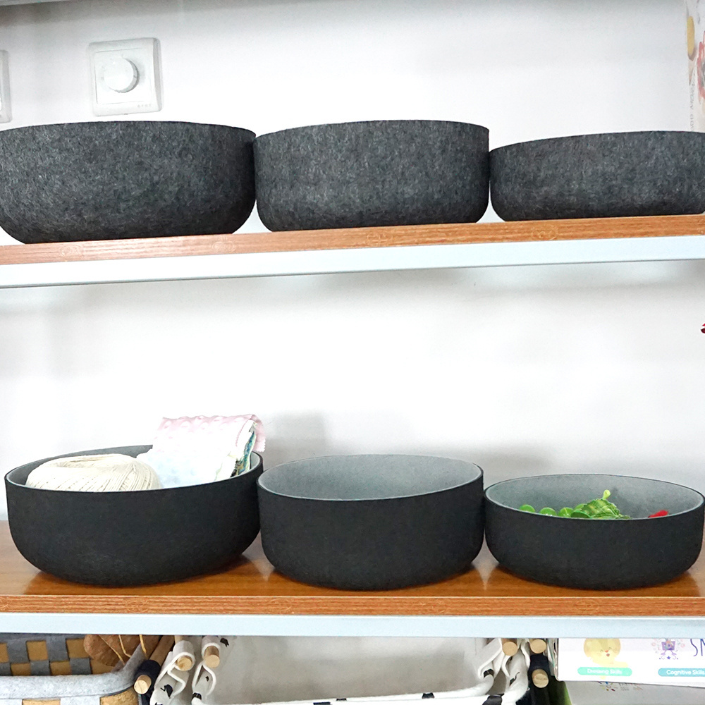 custom 3 pcs Gray round Gadget Organizer Bowl Smartphone Glasses Keys Pens Gift Felt storage Tray