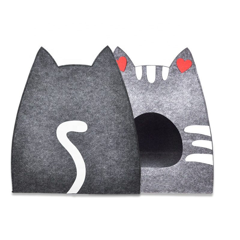 Cat Ear Felt Cat Nest Foldable Pet House Outdoor Cat Box Portable Kitten House For Home Park