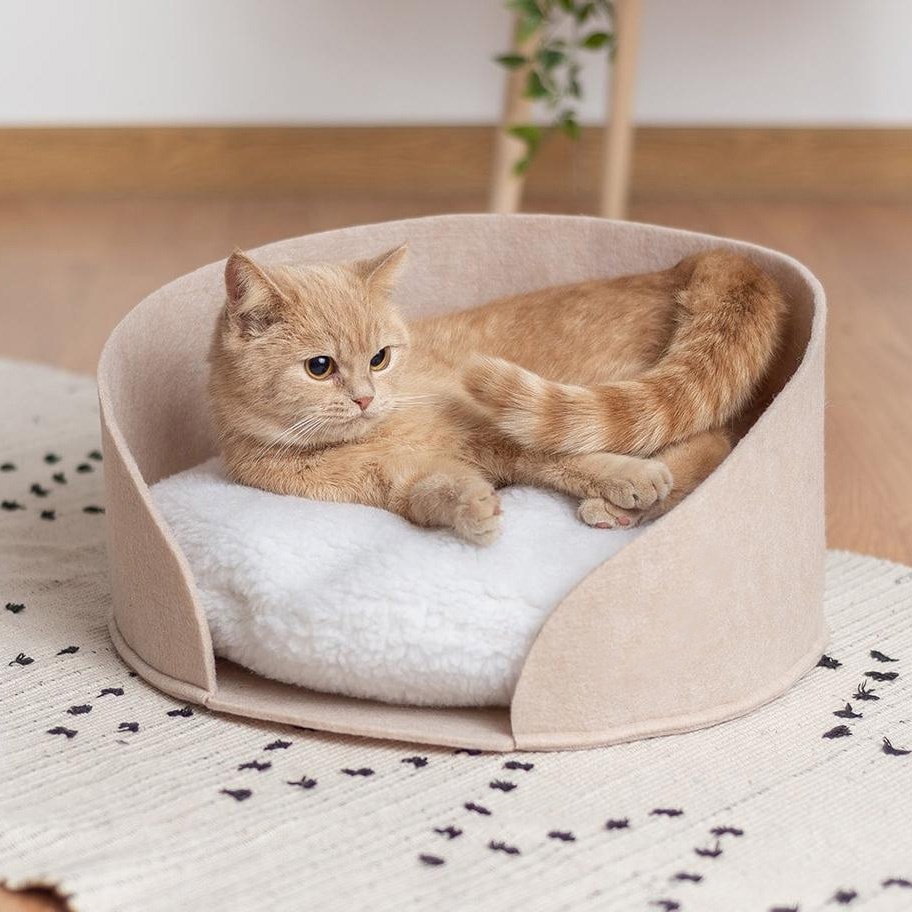 Comfortable round Animal Cat Nest Houses Universal Felt Pet Cat Sleeping Warm Sofa Bed