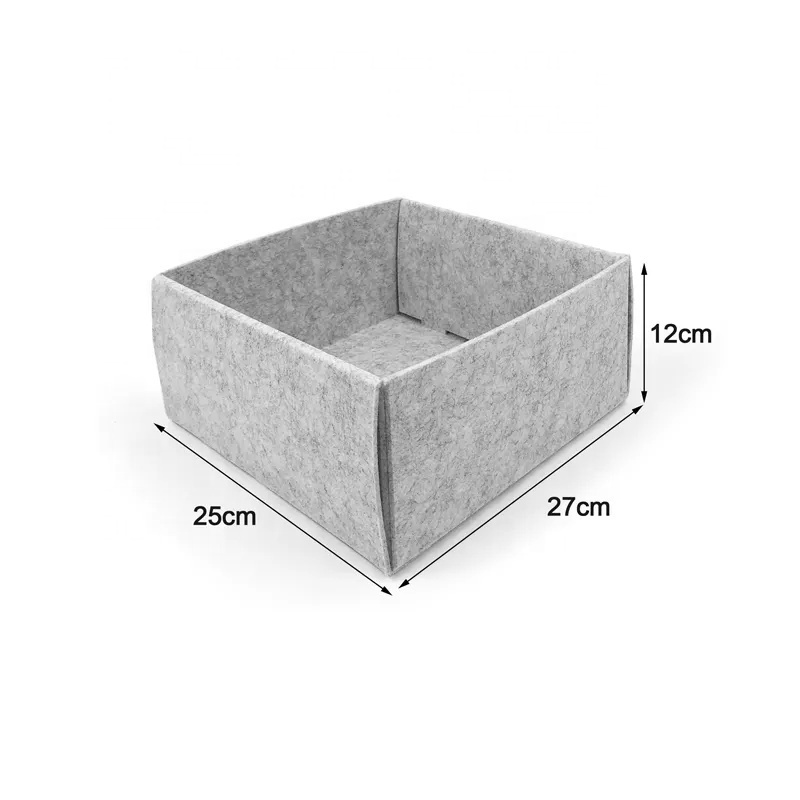 Closet drawer use detachable hard felt storage box light grey square storage box