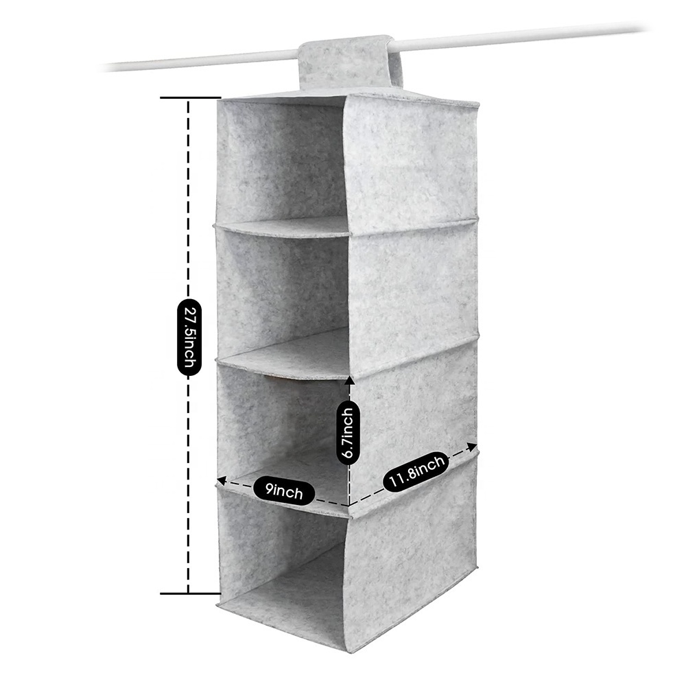 Collapsible accessory shelves felt hanging closet organizer 4 shelf hanging clothes storage box cap storage