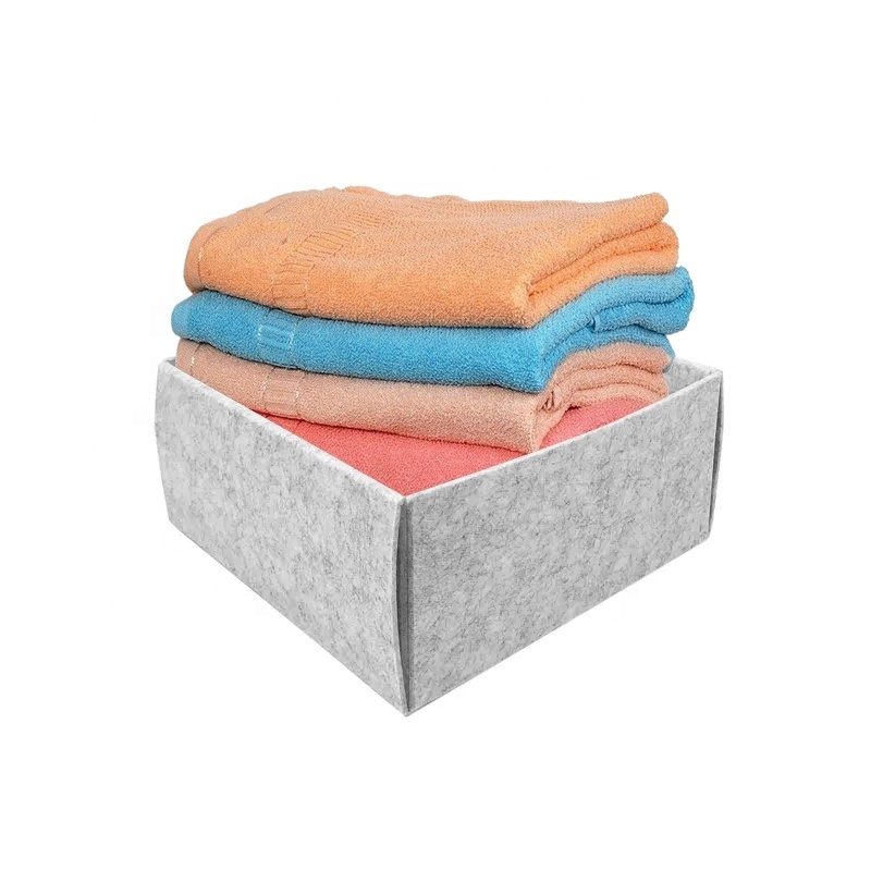 Closet drawer use detachable hard felt storage box light grey square storage box