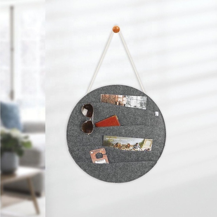 Home decorative hanging wall storage pockets organizer felt wall mount pocket for room entryway