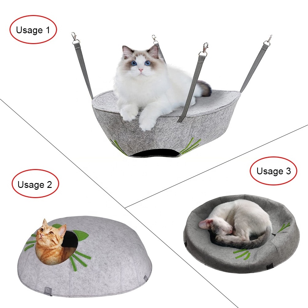 New pet supplies Eco-friendly thick felt cat bed cave double layer hanging cat hammock