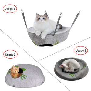 New pet supplies Eco-friendly thick felt cat bed cave double layer hanging cat hammock