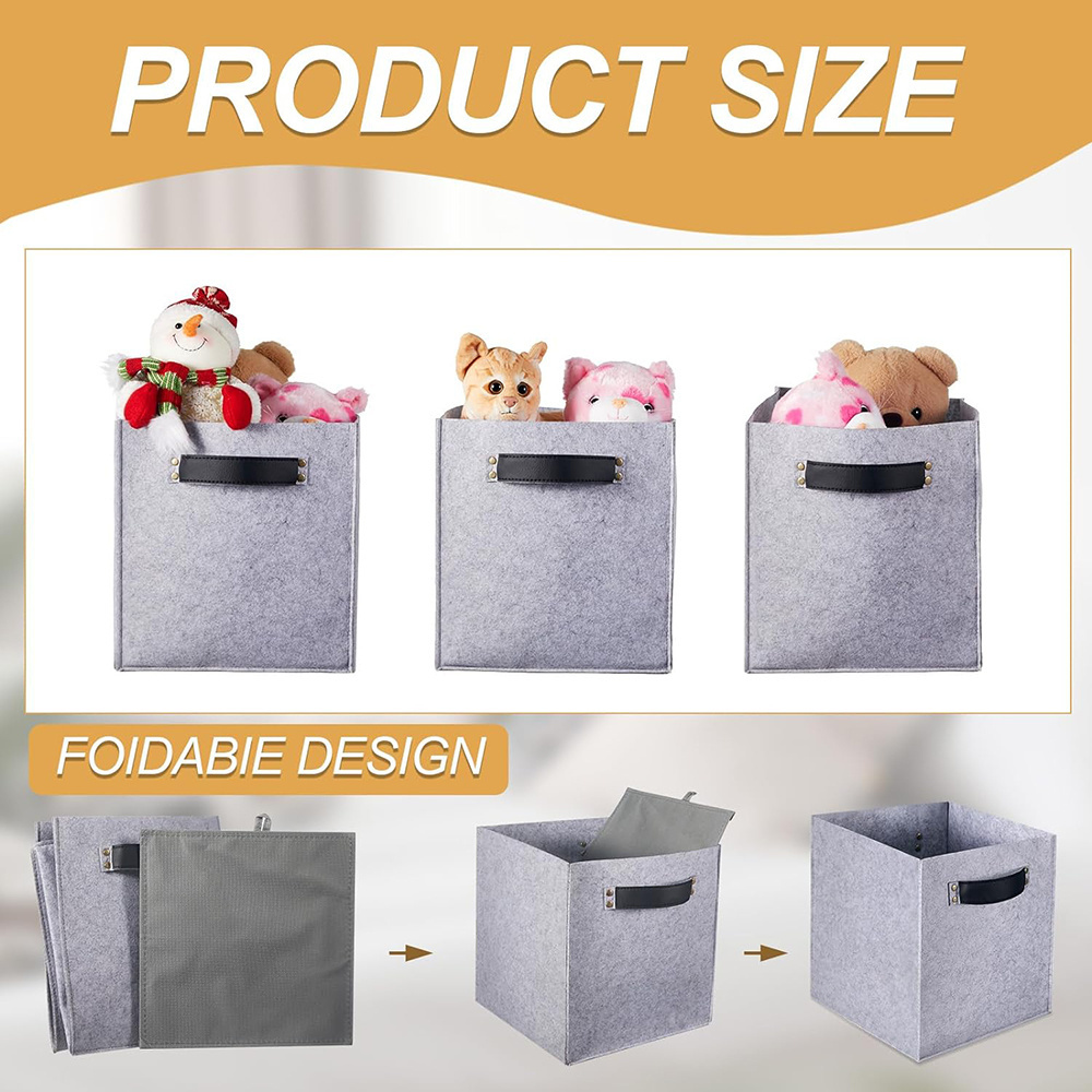 11 Inch Cubby Shelf Closet Nursery Clothes Toy Felt Storage basket Foldable Fabric Cube Storage Bin