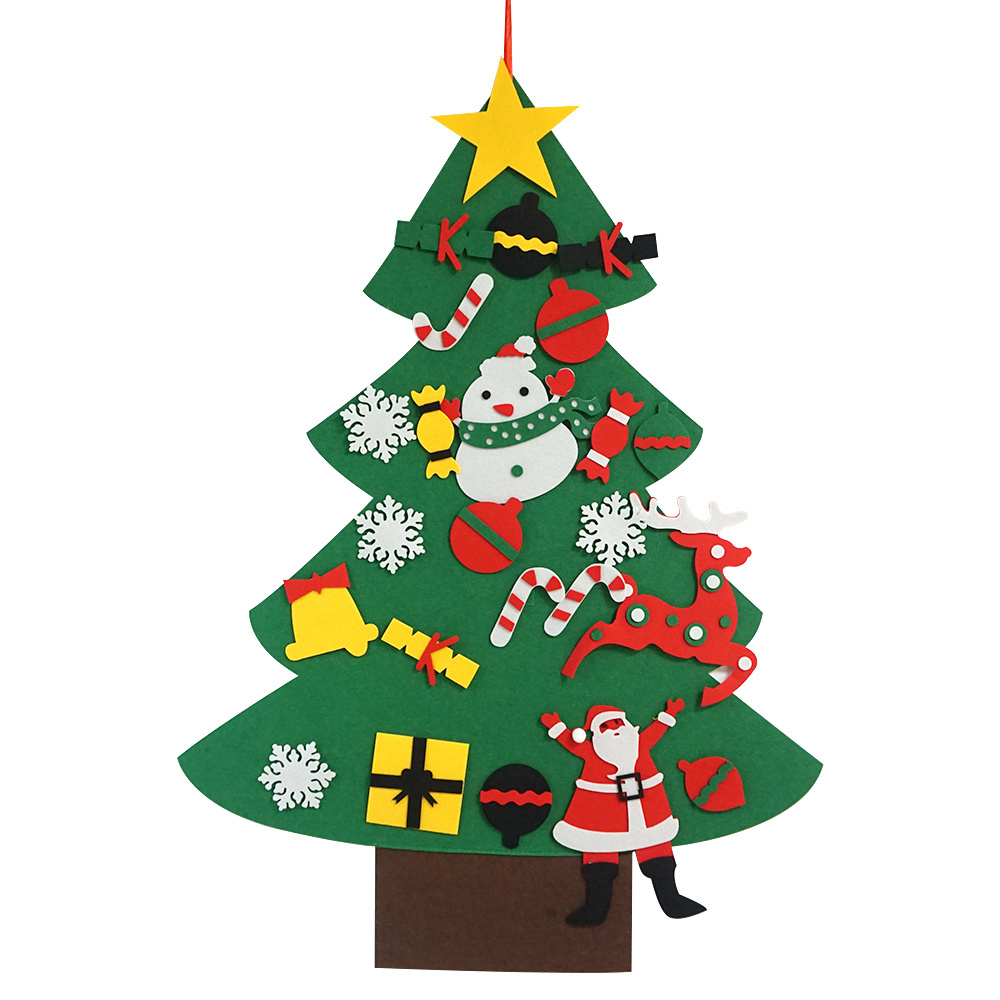 Detachable Ornaments DIY hanging Wall Xmas Gifts Felt Christmas Tree for Toddlers Kids