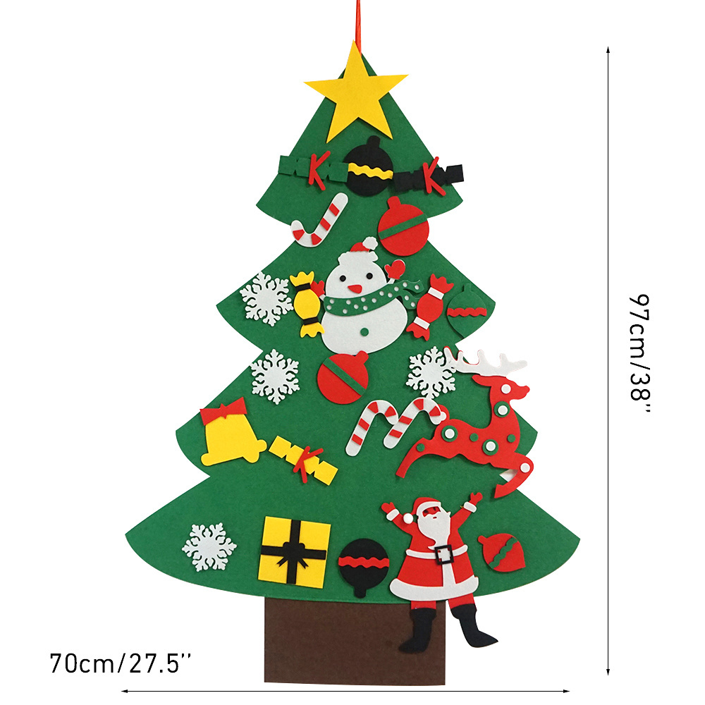 Detachable Ornaments DIY hanging Wall Xmas Gifts Felt Christmas Tree for Toddlers Kids