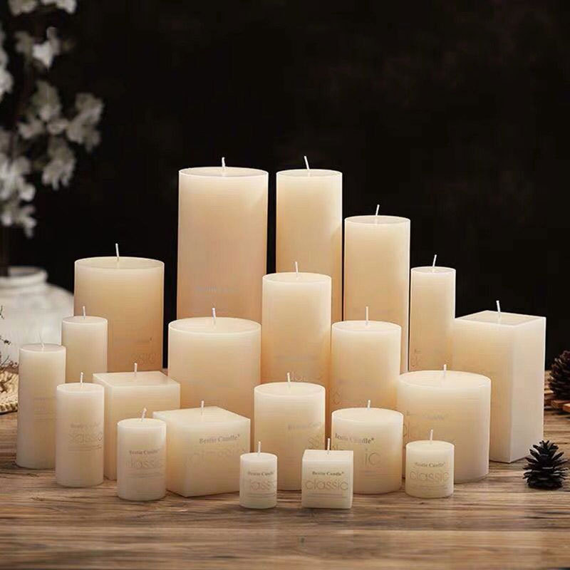 Factory Wholesale Wedding Restaurant Simple Candles Paraffin Unscented Large White Pillar Candle Custom