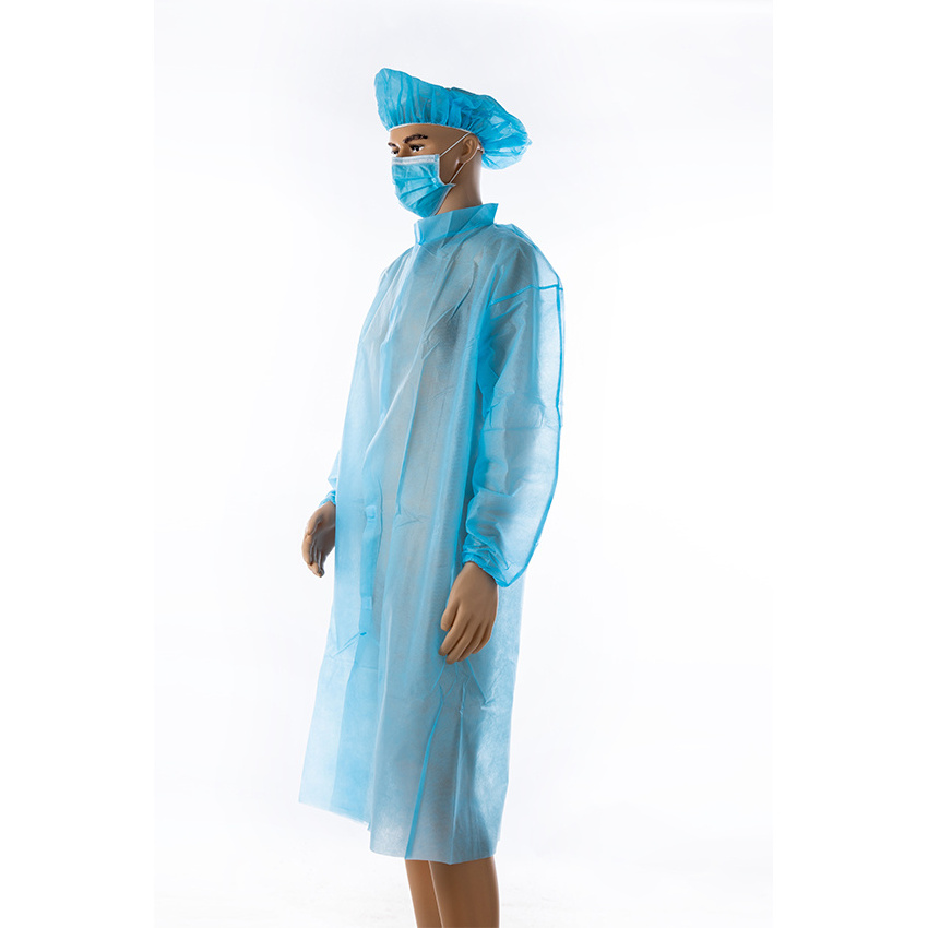 Disposable Lab Coat Visitor Clothes/ Lab Gown with Short Collar