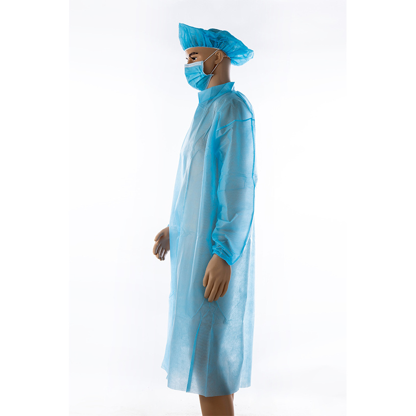 Disposable Lab Coat Visitor Clothes/ Lab Gown with Short Collar