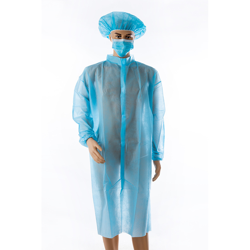 Disposable Lab Coat Visitor Clothes/ Lab Gown with Short Collar