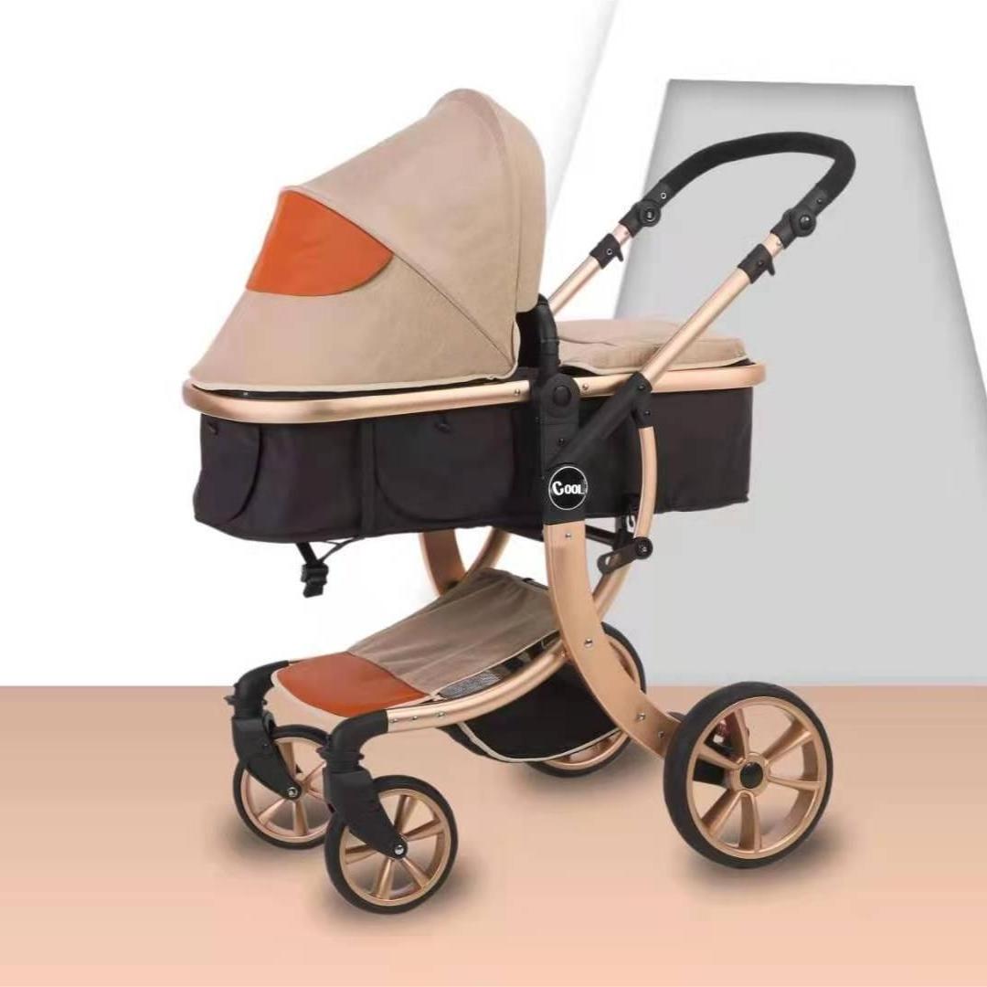 Wholesale high landscape reclinable baby stroller/portable folding aluminum alloy bidirectional baby stroller with basket