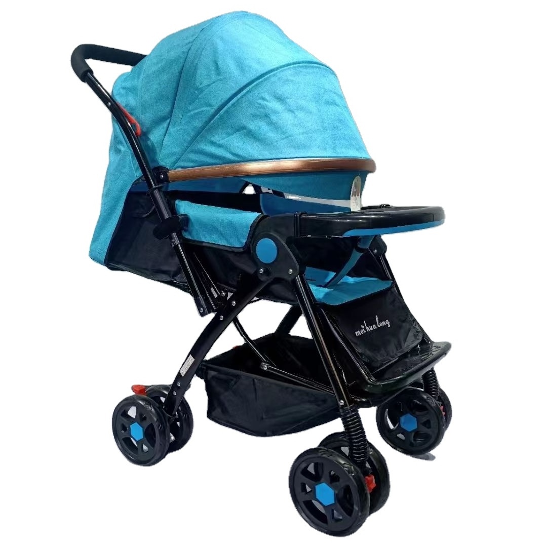 2024 Steel frame baby stroller with reversible and height adjustable handle and detachable front tray