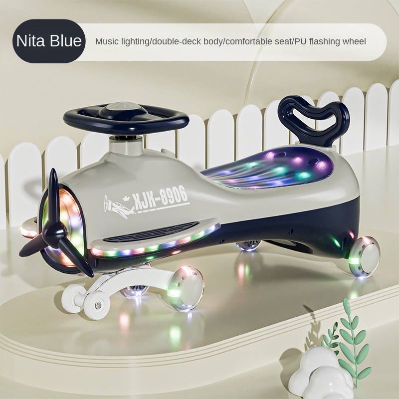 Children's twist car   airplane mute   flash wheel   swing car  boys and girls   music  light  roller coaster  scooter