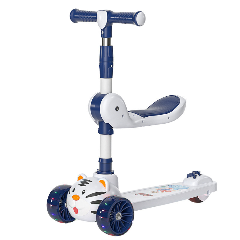 2024 Chinese New foldable adjustable height children scooter with music lighting flash wheels for 3-10 years old