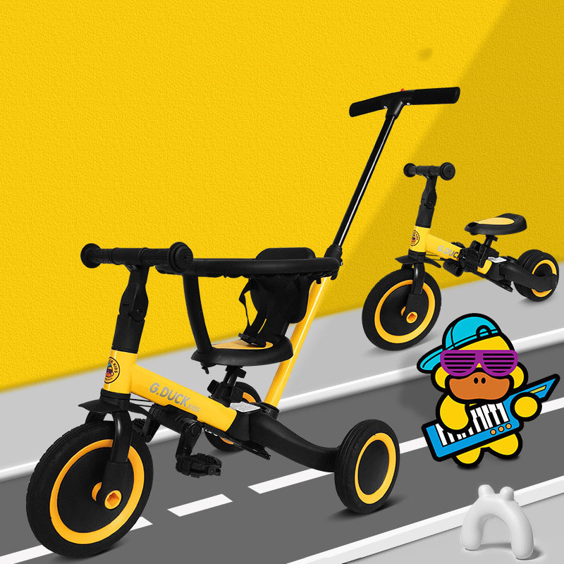 Hand push walking baby artifact small yellow duck without pedal children's balance car children's tricycle