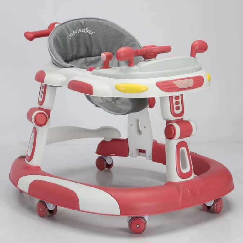 3in1 Baby walker 6 PU Wheels Cheap Custom Logo music light sit-to-stand learning