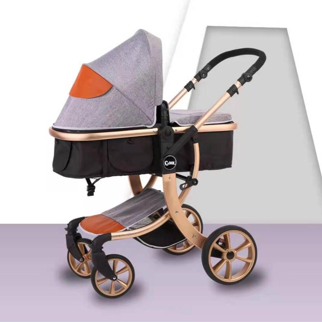 Wholesale high landscape reclinable baby stroller/portable folding aluminum alloy bidirectional baby stroller with basket