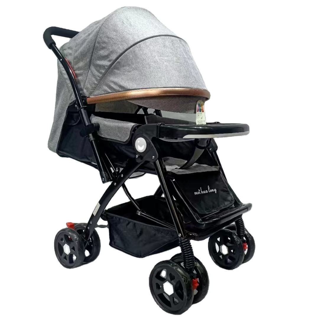 2024 Steel frame baby stroller with reversible and height adjustable handle and detachable front tray