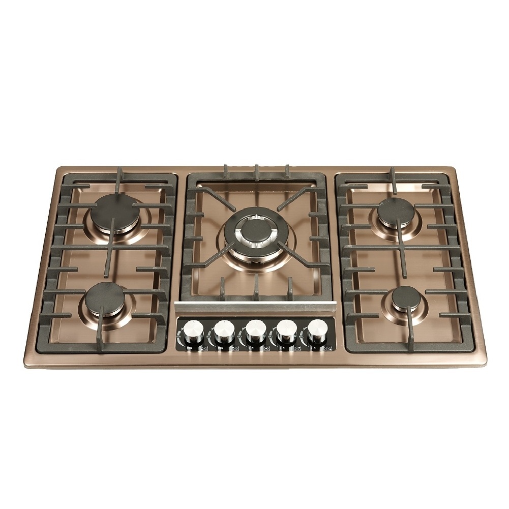 hot selling 5 burner gas cooktops commercial built in wok hob low price Stainless Steel cooker