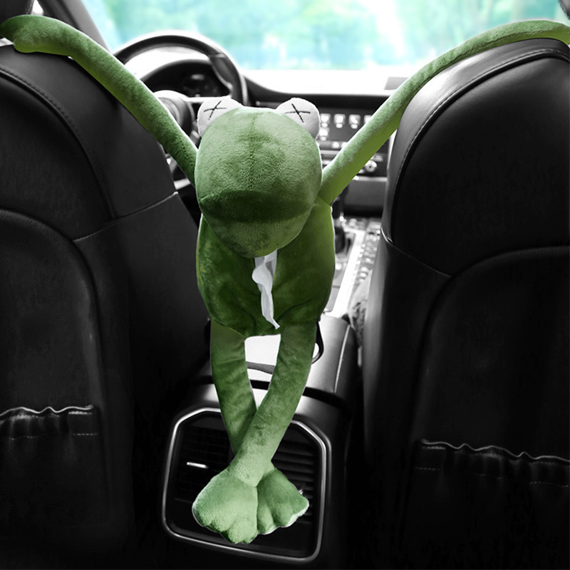 Car tissue box frog dog cartoon armrest box seat back hanging organizer decoration supplies storage bag