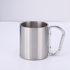 300ml Outdoor Camping Travel Double Walled Carabiner handle Stainless Steel coffee Mug