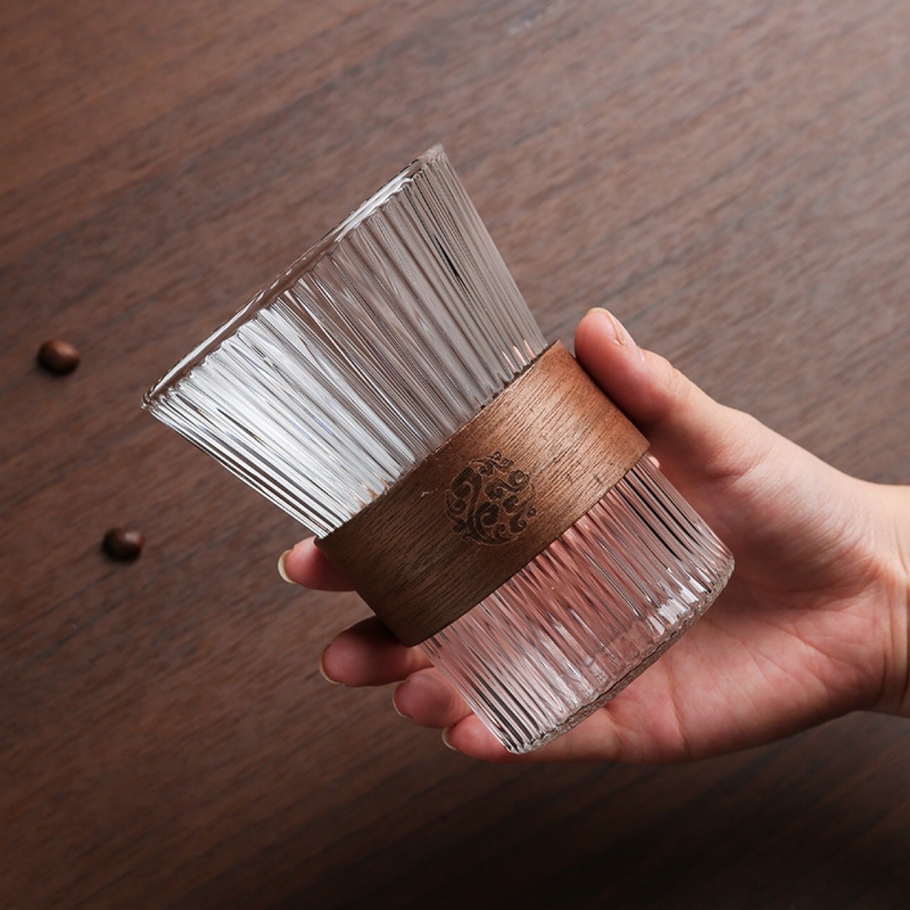 High appearance heat-resistant glass waist band water cup hand made Coffee vertical pattern hot tea cup