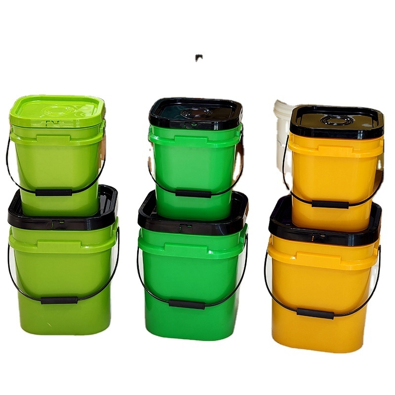 Factory new wholesale 10 liters square plastic bucket plastic handle with lid 10l bucket