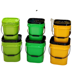 Factory new wholesale 10 liters square plastic bucket plastic handle with lid 10l bucket