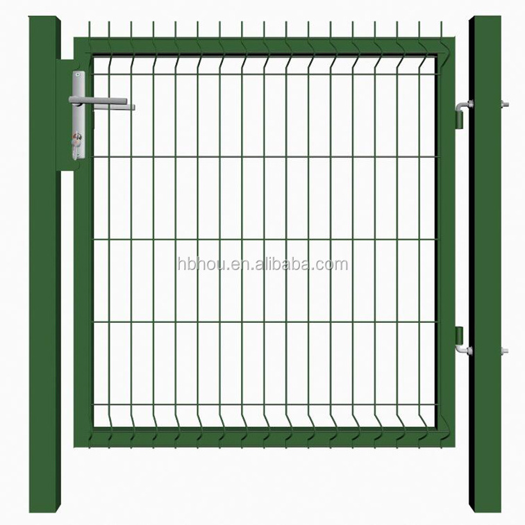 ECO Metal Garden Gate Single Wing Powder Coated Green for Farm Fence Customizable DIY Fence Accessories and Hardware