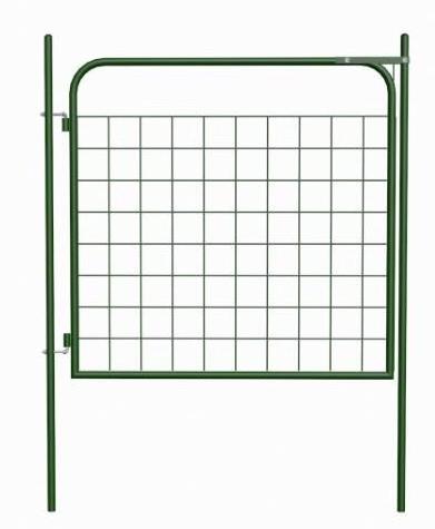 ECO Metal Garden Gate Single Wing Powder Coated Green for Farm Fence Customizable DIY Fence Accessories and Hardware