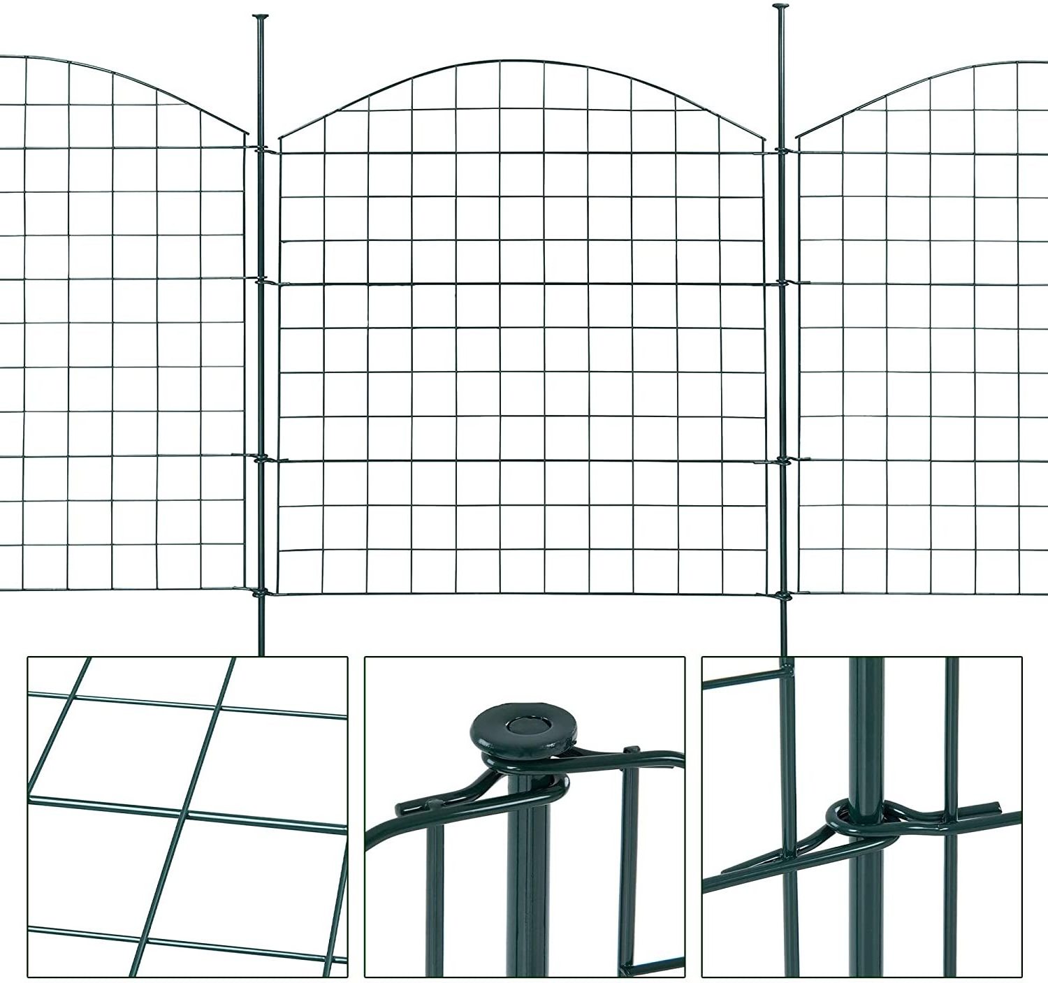 DIY Yard Fencing Sets Powder Coated Metal Garden Fence Panel Pond Fences Hardware