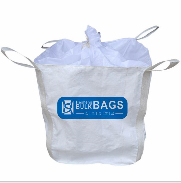 HESHENG Bag Handle Jumbo Bags for Sale Wholesale Top Skirt Customized 1000kg Bulk Storage Packing Packaging Flat Big Color White