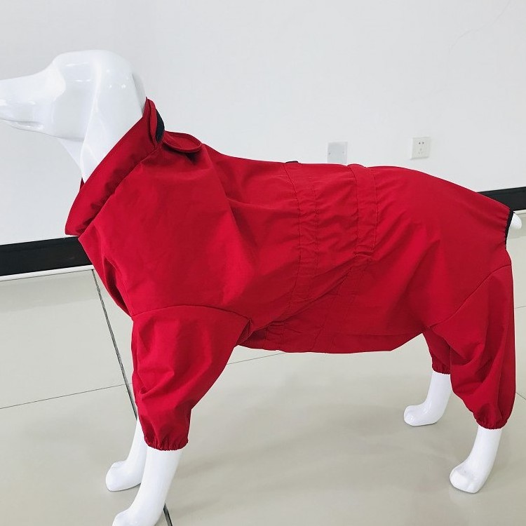 Four leg Dog Coat Jacket with hat red waterproof colorful adjustable dog coat reflective four season Pet raincoat clothes