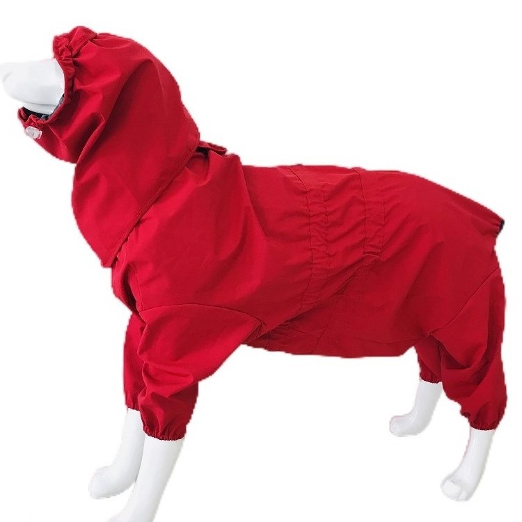 Four leg Dog Coat Jacket with hat red waterproof colorful adjustable dog coat reflective four season Pet raincoat clothes