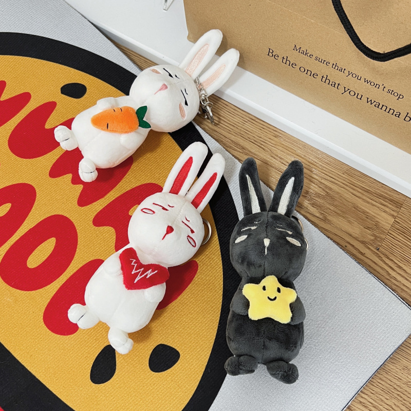 Manufacturer Rabbit doll keychain bag pendant cute plush toy creative cartoon students backpack pendant wholesale stufffed toys