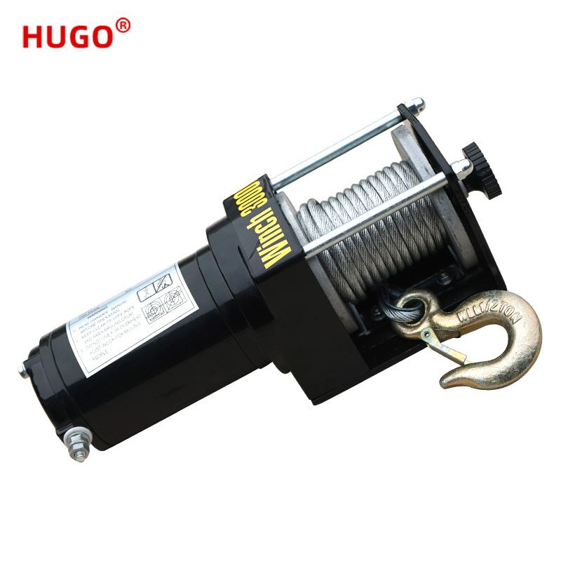 HUGO Brand Vehicle Mounted Winch 2000IBS 12V/24V Off-Road Self Rescue Hoist Lifting  Electric Winch