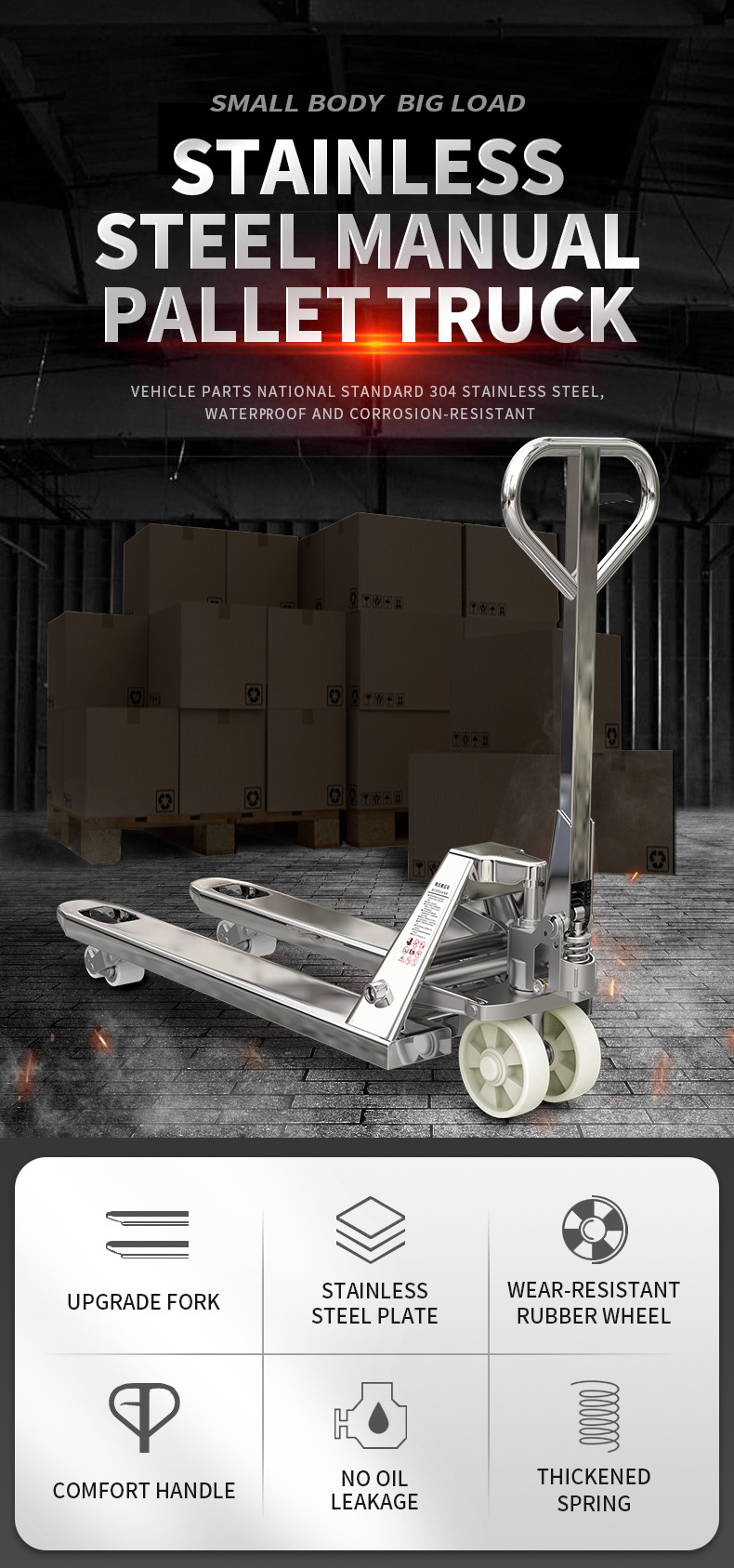 High Quality Customized Hydraulic Manual Pallet Truck Stainless Steel Hand Pallet Jack With CE