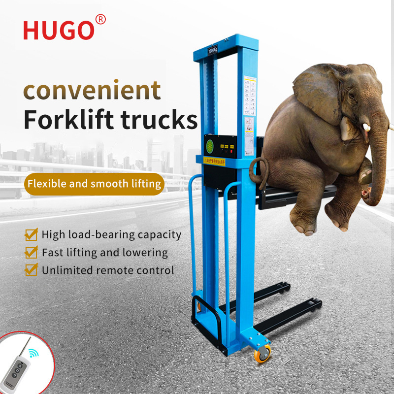 1 ton 500 kg portable pallet self loading lifting forklift electric stacker